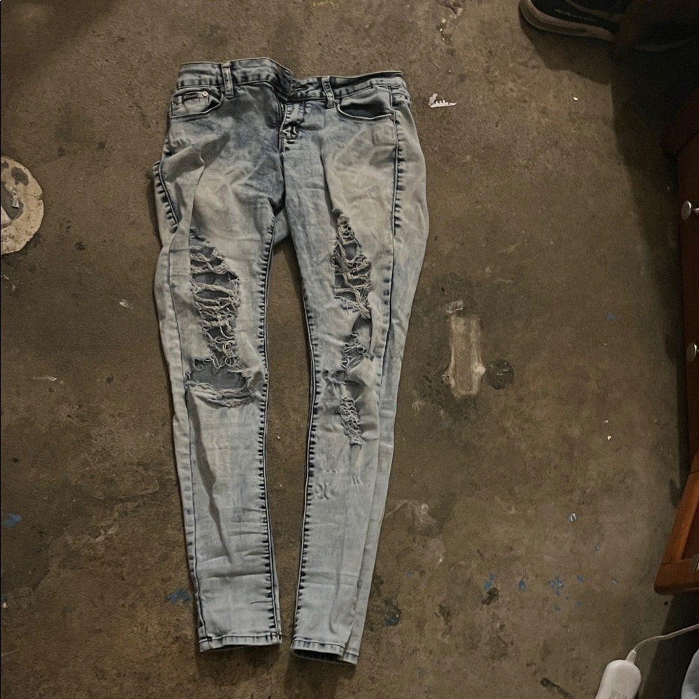 Distressed Light Blue Skinny Jeans